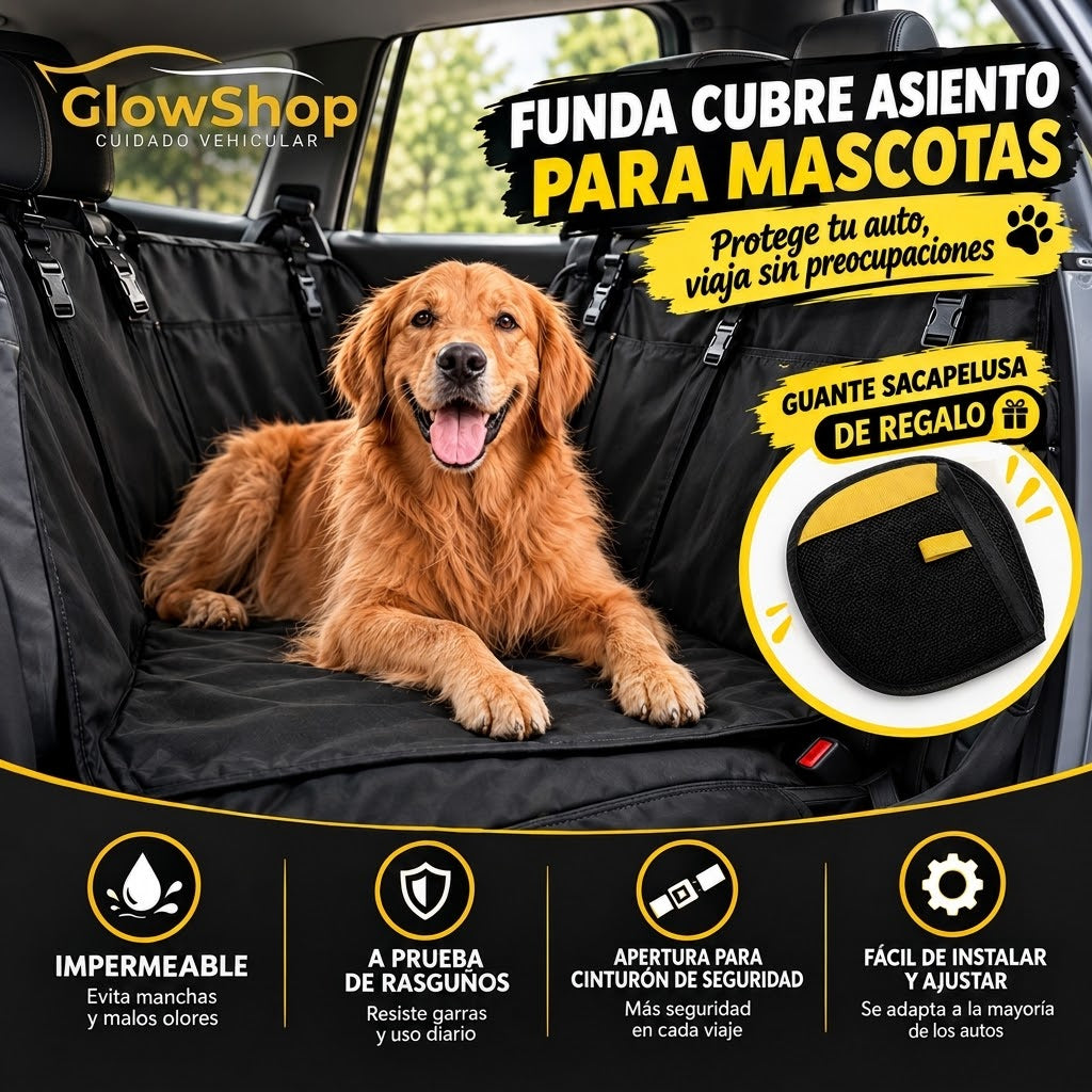 Funda Cubre Asiento Para Mascotas + Guante Saca Pelusa De Regalo 🎁